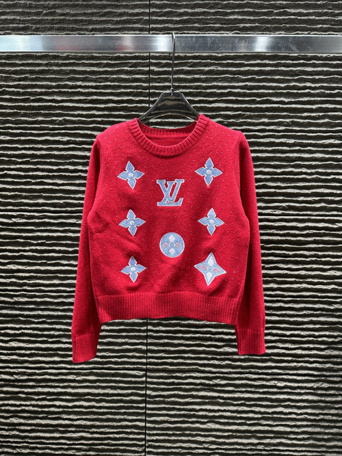 Louis Vuitton New Arrival: Embroidered and Studded Round Neck Sweater