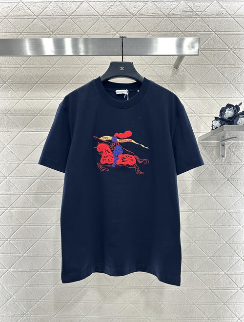 Burberry Round Neck T - shirt with Horse Emblem
