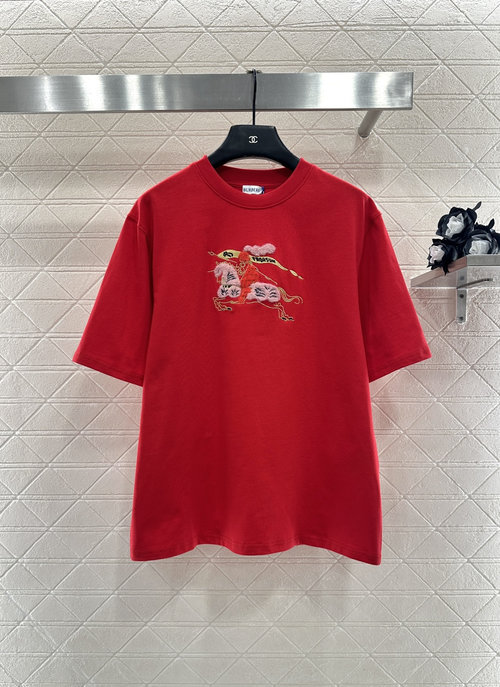 Burberry Round Neck T - shirt with Horse Emblem