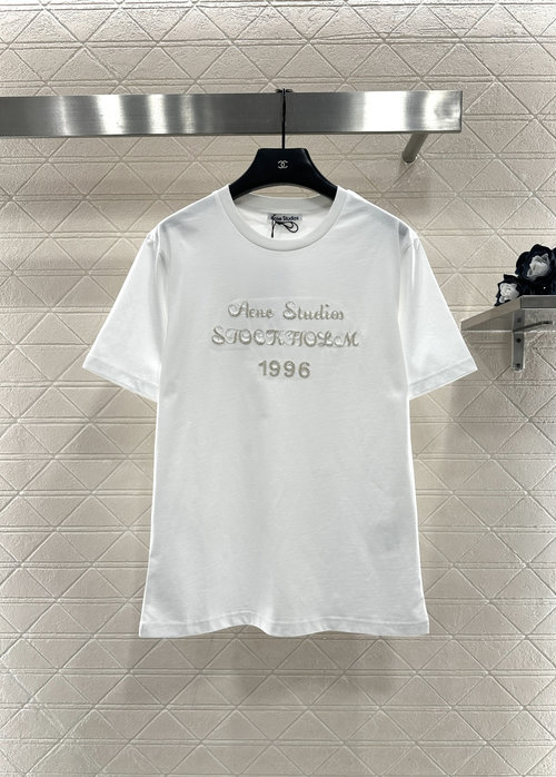 Dior Silky Cotton Regular Short-Sleeve Shirt with Beaded Floral Logo in Two Colors