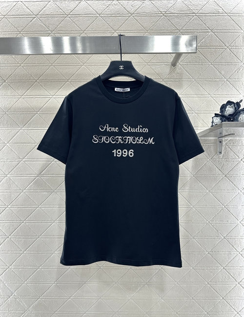 Dior Silky Cotton Regular Short-Sleeve Shirt with Beaded Floral Logo in Two Colors