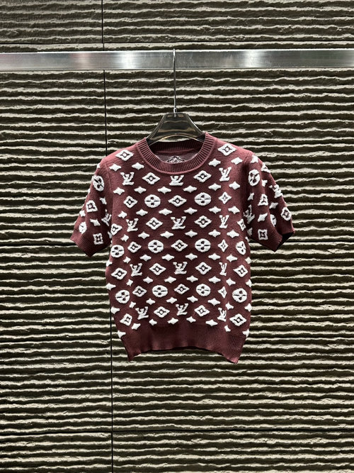 Louis Vuitton Newly Arrived Three - Dimensional Jacquard Letter Knit Short - Sleeve Top