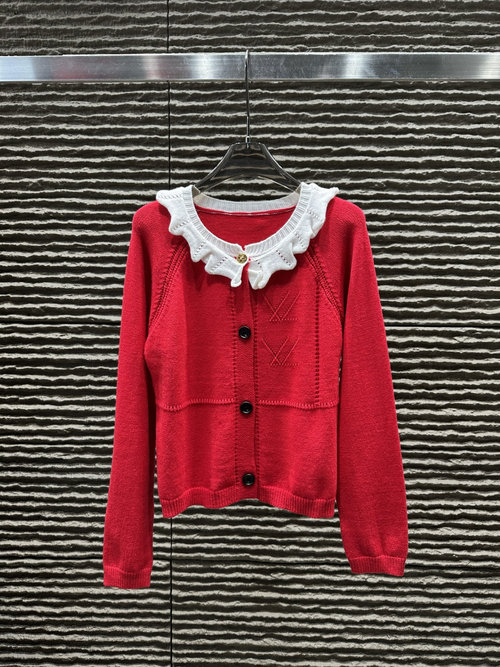 Louis Vuitton Newly Arrived Lace - Style Knit Long - Sleeve Top