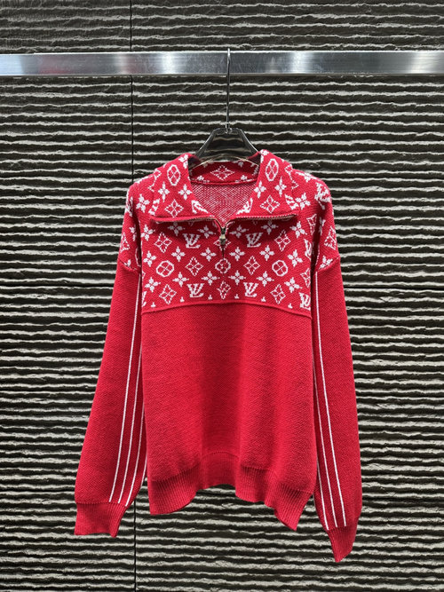 Louis Vuitton Newly Arrived Half High - Neck Zipper Jacquard Pullover Sweater