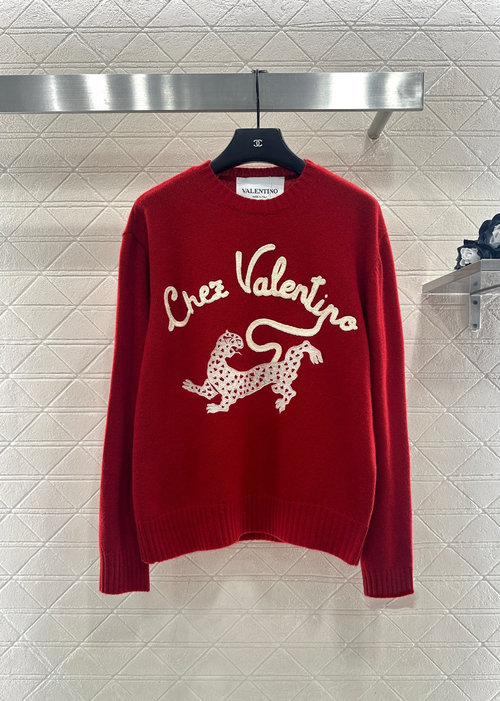Valentino Limited Edition Knitted Sweater with Embroidered Logo and Leopard