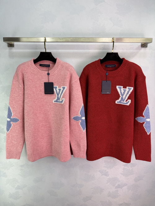 Louis Vuitton Round Neck Knit Pullover with Four - Leaf Clover and Letter Logo