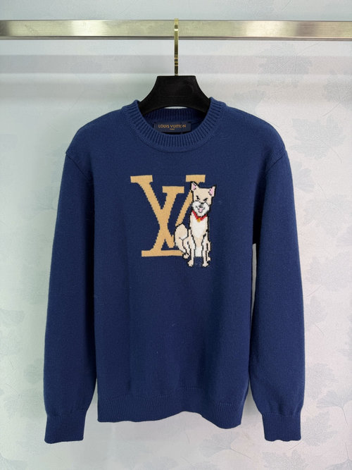 Louis Vuitton Hooked-Letter Knit Sweater with Elastic Trim, Comfortable and Practical