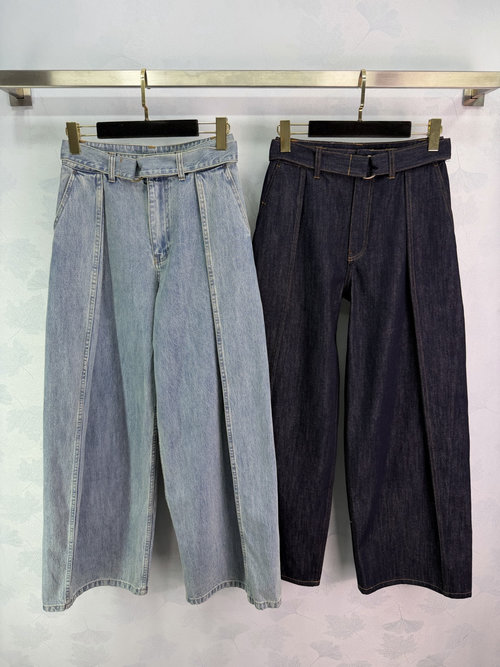 Loewe Denim Outfit with Asymmetrical Design and Wide-Leg Trousers for a Stylish Look