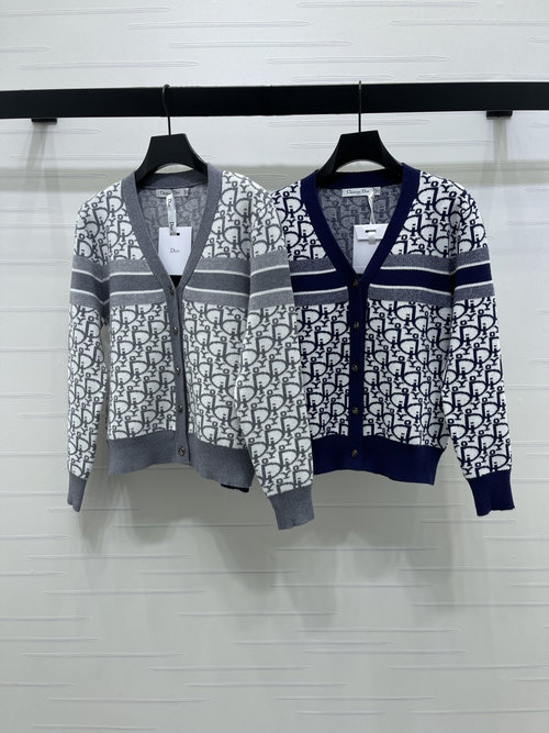 Dior Imported Wool Yarn V-neck Monogram Cardigan, New Collection
