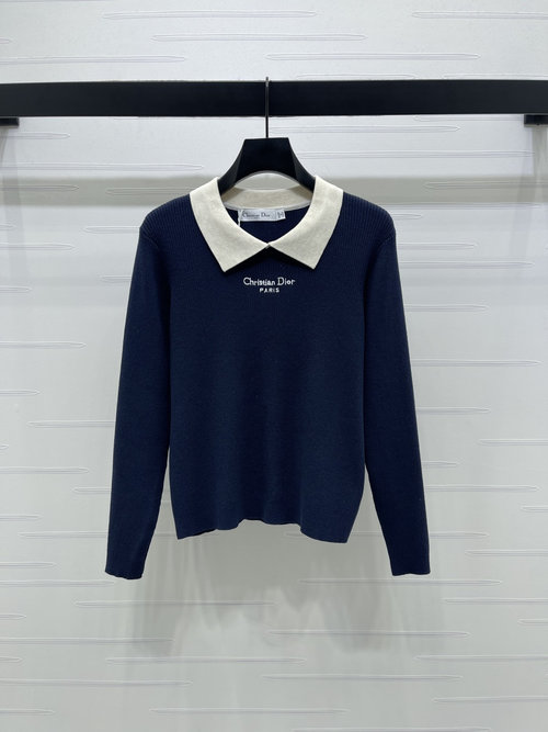 Dior Customized Wool Yarn Knit with Contrast Collar