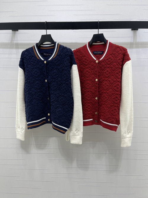Louis Vuitton Jacquard Knit Round-Neck Long-Sleeve Ski Cardigan