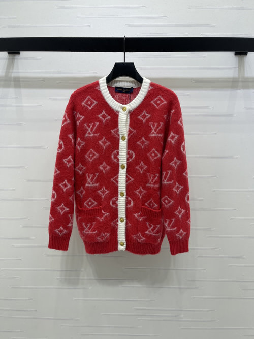 Louis Vuitton Spring Round-Neck Jacquard Knit Cardigan