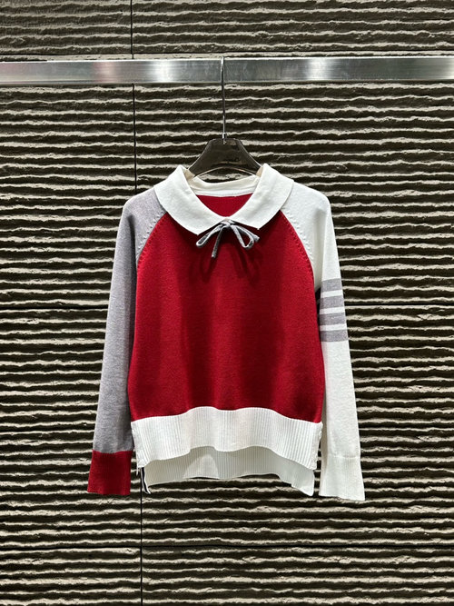 Thom Browne New TB Four - bar Color - blocked Long - Sleeve Knit