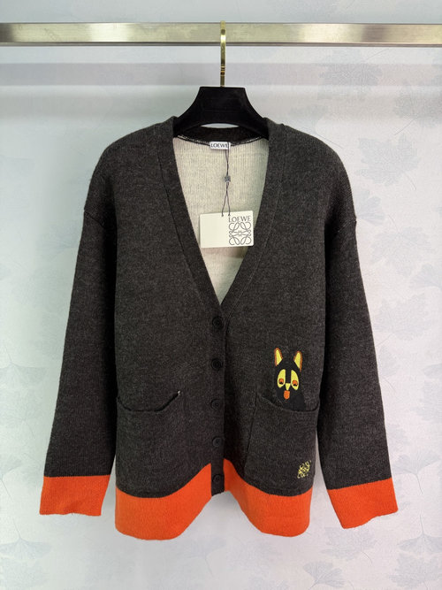 Loewe Cat-Themed Knit Cardigan, Colorful and Artistic