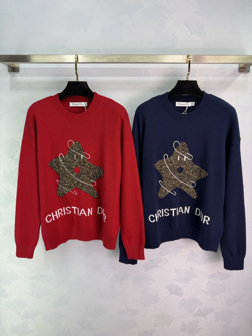 Dior Star - Patterned Knitted Sweater with Logo, Soft and Sophisticated