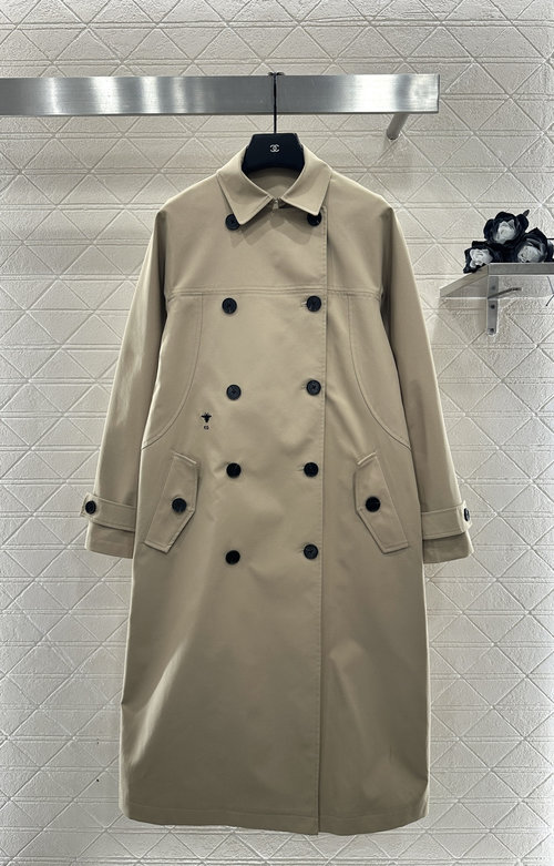Dior New Double - Breasted Trench Coat with Removable Scarf Design