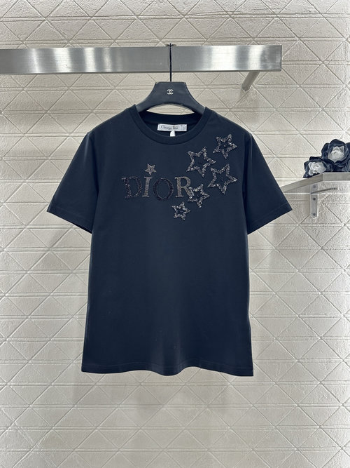 Dior Customized Cotton Round Neck Short Sleeve with Studded Logo