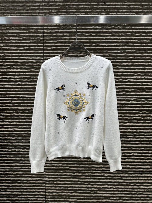 Dior Embroidered Rhinestone Jumper for Horse Year Mid-Age