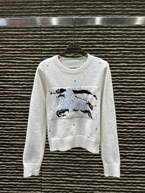 Burberry Heavy-Duty Embroidery and Rhinestone Horse Pullover Sweater