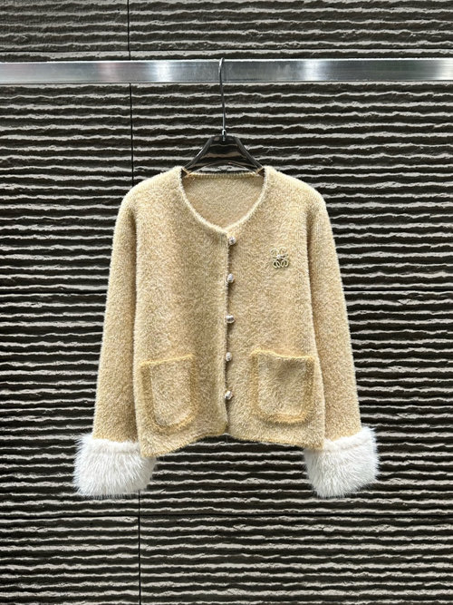 Loewe Mink Collar Elegant Cardigan
