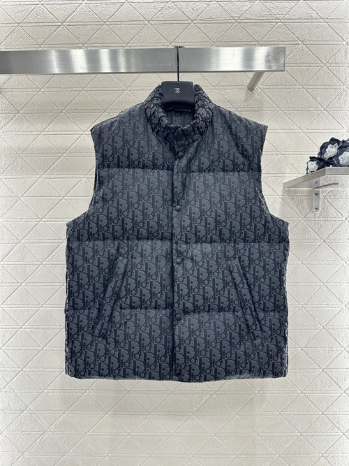 Dior Lightweight Down Vest with Jacquard Pattern and Symmetric Pockets