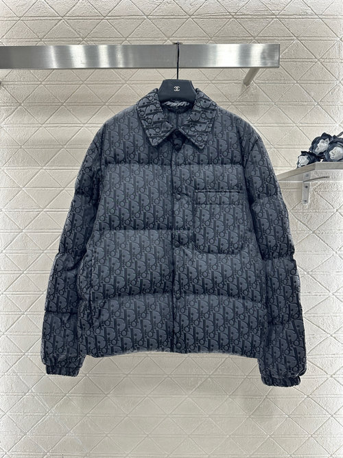 Dior Stylish Down Jacket with Collar and Single-Side Pocket