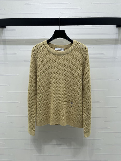 Dior Hollow Round Neck Knit with CD Bee Embroidery, New Collection