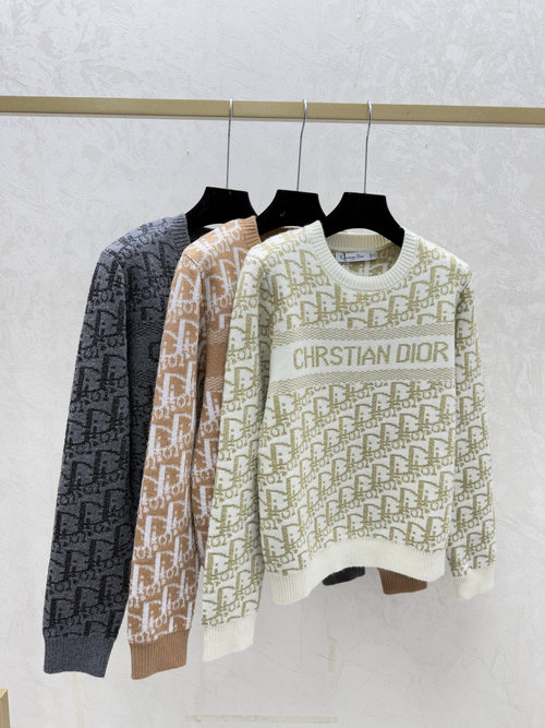 Dior Vintage Floral Round Neck Knit Long Sleeve with Logo Embellishment