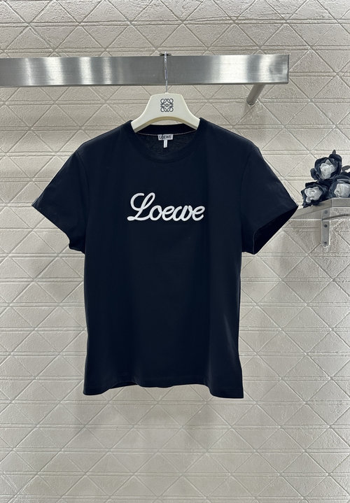 Loewe Cotton Short-sleeved T-shirt with Embroidered Logo, Classic Design
