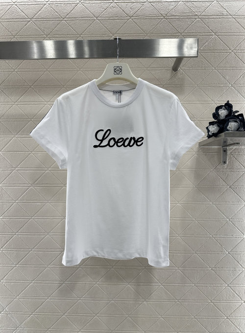 Loewe Cotton Short-sleeved T-shirt with Embroidered Logo, Classic Design