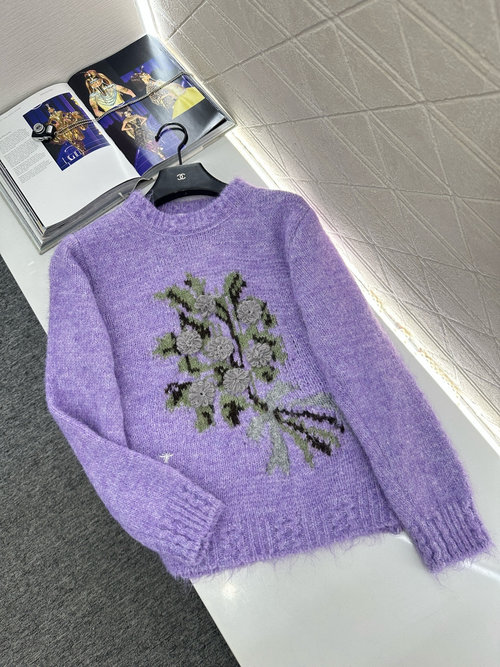 Dior Nature - Inspired Flower Knit Pullover with Bee Logo