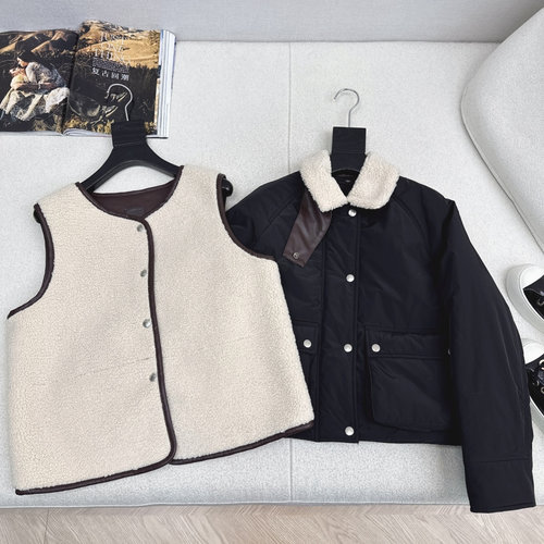 Loewe Stylish and Versatile Detachable Teddy Fleece Two-piece Collared Cotton Coat