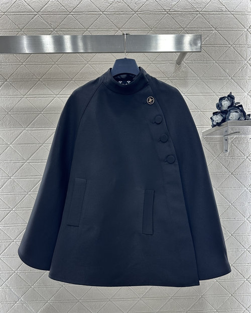 Louis Vuitton Customized Imported Material Collared Cloak with Stylish Details
