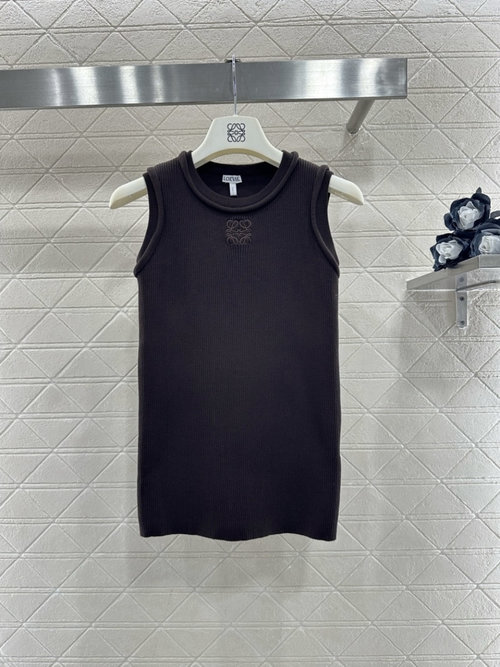 Loewe Customized Cotton Knit Vest with Chest Embroidery, Multiple Color Options