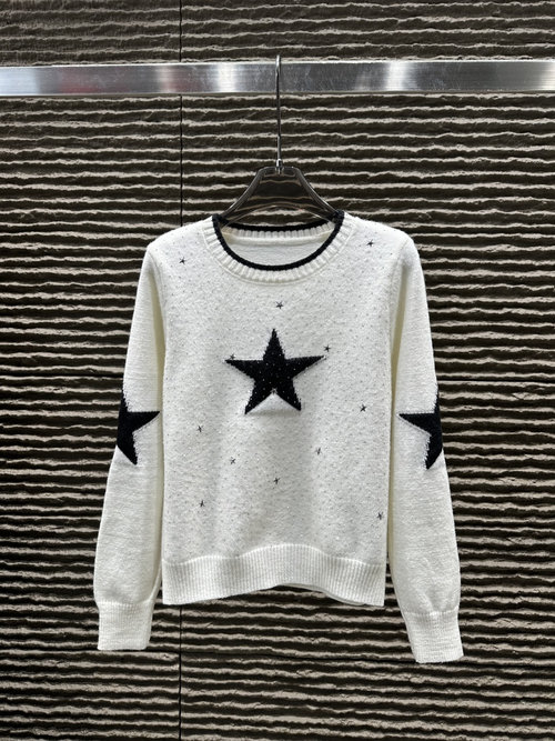 Dior Star-Patterned Pullover Sweater with Studded Accents