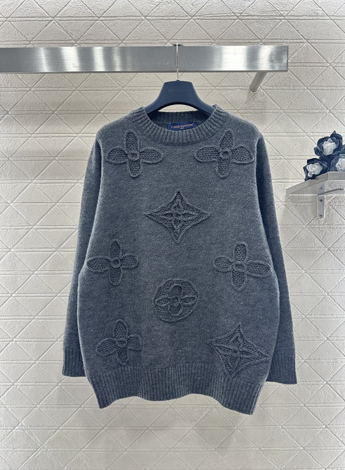 Louis Vuitton Custom Knitted Sweater with Logo and Crochet Elements for a Relaxed Look