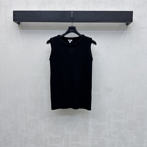 Loewe Embroidered Logo Knit Vest with Ribbed Edges for Professional Commuting