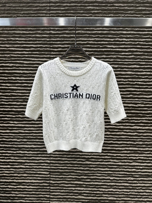 Dior Unveiled Jacquard Letter Wool Short - Sleeve Garment