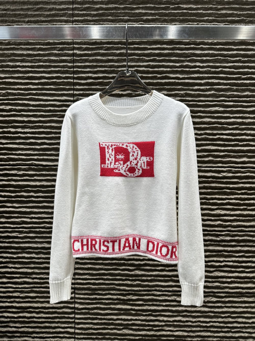 Dior Released Jacquard Letter Round Neck Long - Sleeve Knitwear