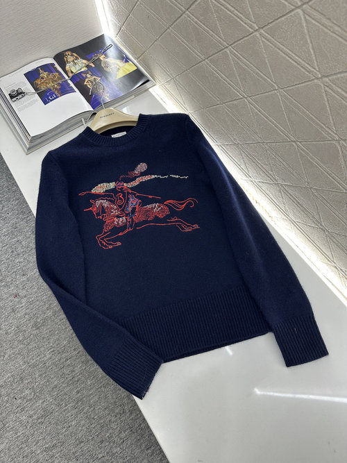 Burberry Embroidery War Horse Knit Sweater in Fashionable Style