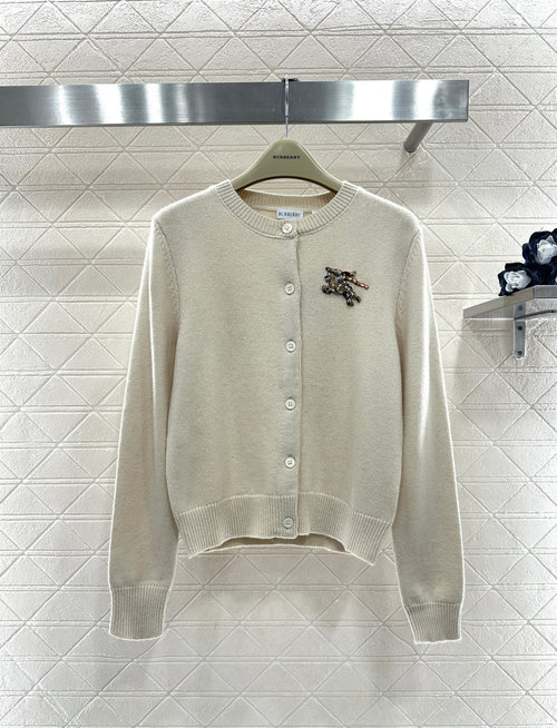 Burberry Water Diamond Round Neck Cardigan with Horse Logo