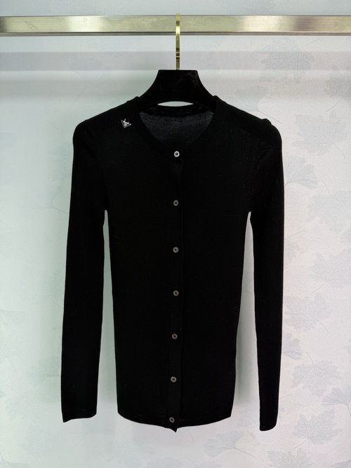 Prada Classic Crew Neck Cardigan with Button Details, Gentle Fabric