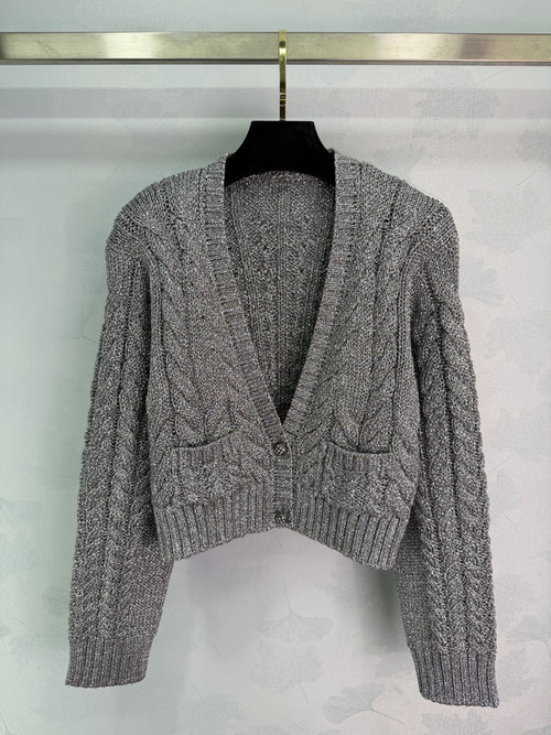 Louis Vuitton Cable Knit Cardigan with Button Front - Short Style