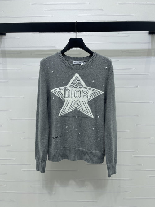 Dior Knitted Long-Sleeved Sweater with Starburst Pattern