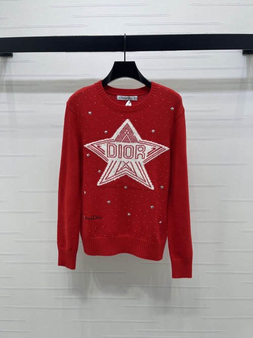 Dior Knitted Long-Sleeved Sweater with Starburst Pattern