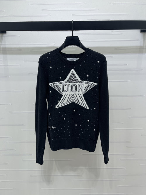 Dior Knitted Long-Sleeved Sweater with Starburst Pattern