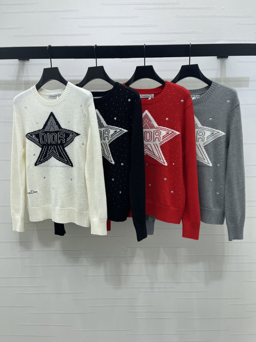 Dior Knitted Long-Sleeved Sweater with Starburst Pattern
