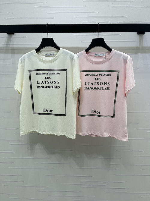 Dior Cotton Top with Literary Print, Available in Two Colors