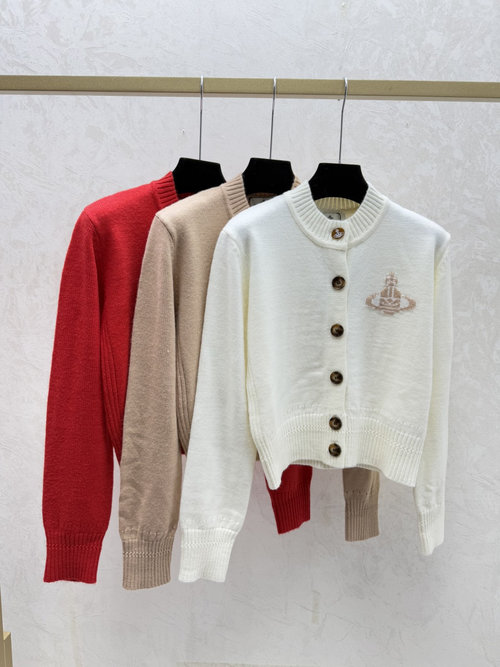 Dior Solid-Color Simple Round-Neck Knit Long-Sleeved Cardigan in Various Colors