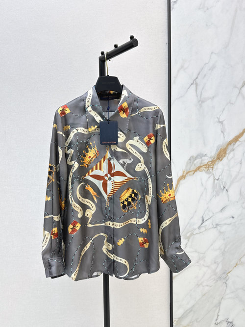 Louis Vuitton Ribbon Chain MONOGRAM Print Silk Shirt, Timeless and Charming